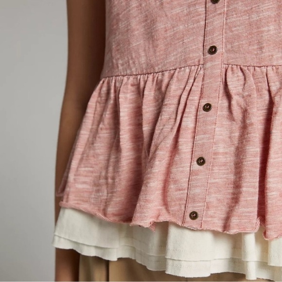 NWT Anthropologie Pilcro Ruffle Babydoll Tank Top Rose Size M - Picture 3 of 11